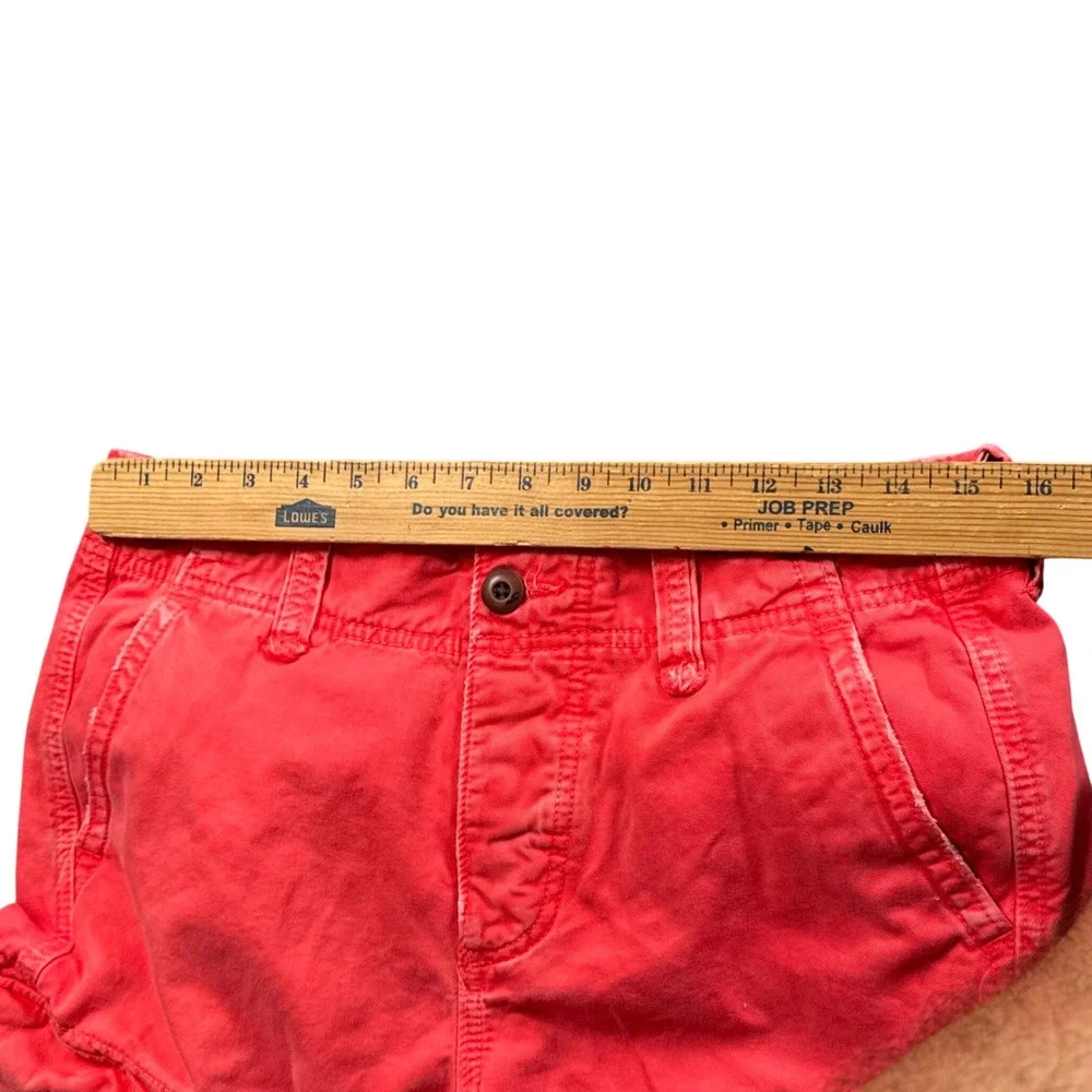 VTG Y2K‎ Hollister Red Cargo Shorts Mens 30 Coral Surf Skate Streetwear Utility